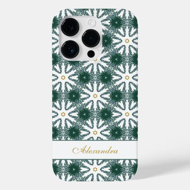 Christmas Snowflakes Pattern Personalised Green Case-Mate iPhone Case (Back)