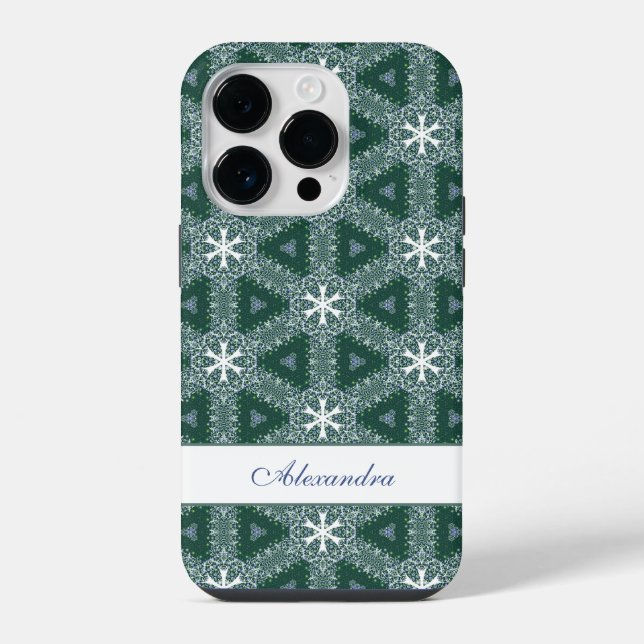 Christmas Snowflakes Pattern Personalised iPhone Case (Back)