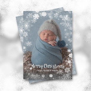 Christmas Snowflakes Photo Birth Announcements