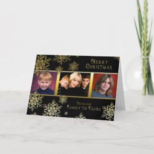 Christmas Snowflakes Photo Card - Black/Gold