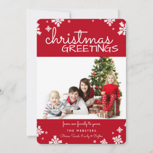 Christmas Snowflakes Photo Holiday Card Red