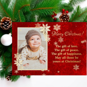 Christmas snowflakes photo wishes foil holiday card