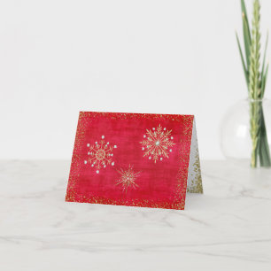 Christmas Snowflakes Red & Gold Holiday Card