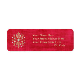 Christmas Snowflakes Red & Gold Return Address Label