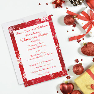 Christmas Snowflakes Red Invitation