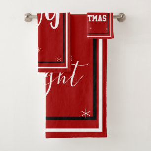 Christmas Snowflakes Red White Black Bath Towel Set