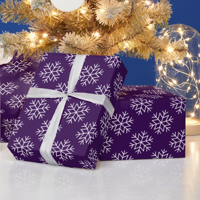 Christmas Snowflakes Royal Purple Wrapping Paper (Holidays)