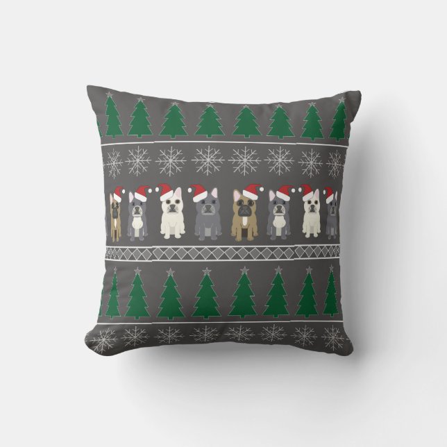 Christmas Snowflakes, Santa Dog, Tree Cushion (Front)