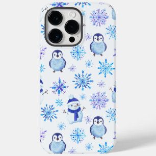 Christmas Snowflakes, Snowmen and Penguins Case-Mate iPhone 14 Pro Max Case