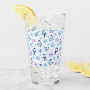 Christmas Snowflakes, Snowmen and Penguins Glass