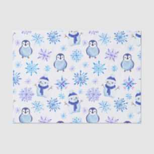Christmas Snowflakes, Snowmen and Penguins Tissue Paper