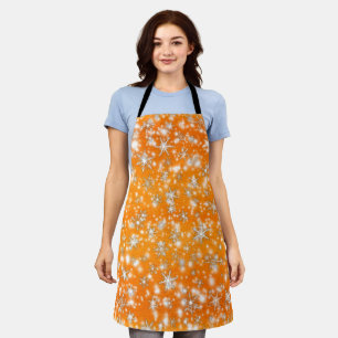 Christmas Snowflakes Sparkles in Gold Apron