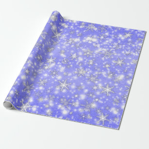 Christmas  Snowflakes Sparkles in Purple Wrapping Paper