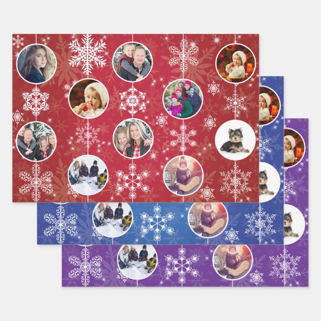 Christmas Snowflakes Ten Favorite Family Photos Wrapping Paper Sheet (Set)