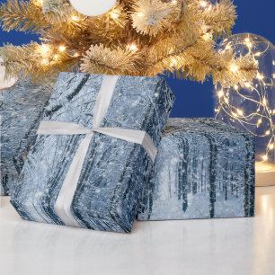 Christmas snowflakes through the trees wrapping wrapping paper