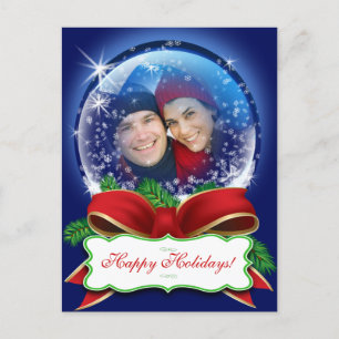 Christmas Snowglobe Holiday Photo Personalised Postcard