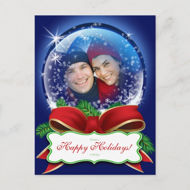 Christmas Snowglobe Holiday Photo Personalised Postcard (Front)