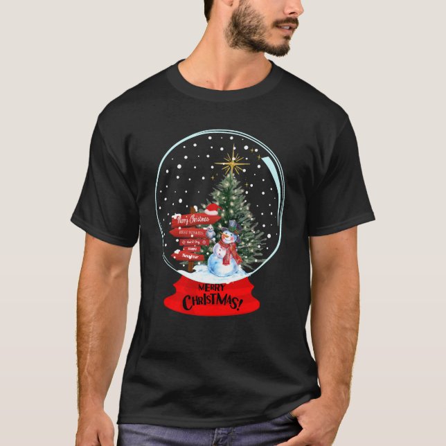 Christmas Snowglobe Merry Christmas T-Shirt (Front)