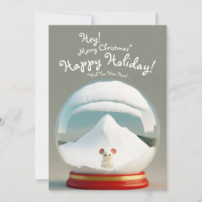 christmas snowglobe mountain mouse holiday card (Front)