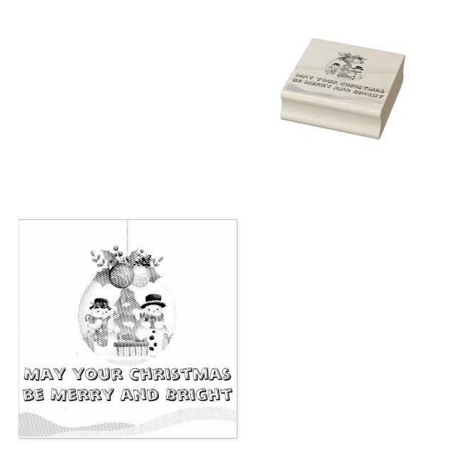 Christmas Snowglobe Rubber Stamp (Stamped)