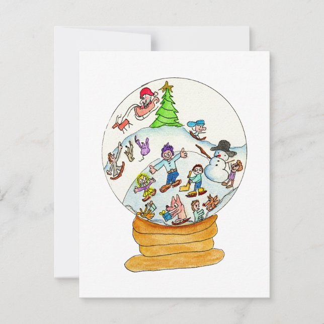 Christmas - Snowglobe Winter Fun Holiday Card (Front)