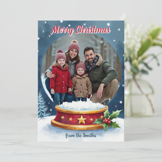 Christmas Snowglobe Wishes greeting card (Standing Front)