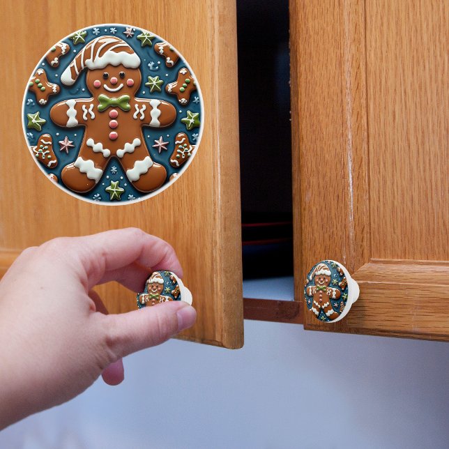 Christmas Snowing Gingerbread Man Ceramic Knob (Creator Uploaded)