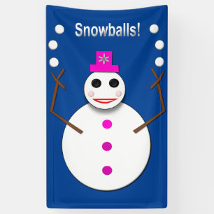 Christmas Snowlady Juggling Snowballs Funny Banner
