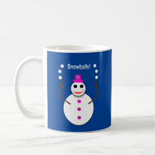 Christmas Snowlady Juggling Snowballs Funny Coffee Mug