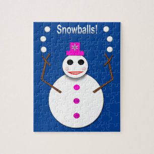 Christmas Snowlady Juggling Snowballs Funny Jigsaw Puzzle