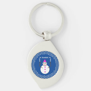 Christmas Snowlady Juggling Snowballs Funny Key Ring