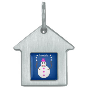 Christmas Snowlady Juggling Snowballs Funny Pet ID Tag