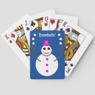 Christmas Snowlady Juggling Snowballs Funny Playing Cards