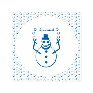 Christmas Snowlady Juggling Snowballs Funny Self-inking Stamp