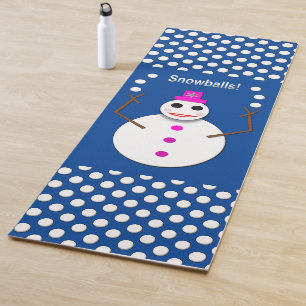 Christmas Snowlady Juggling Snowballs Funny Yoga Mat