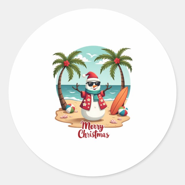 christmas Snowman (1) Classic Round Sticker (Front)
