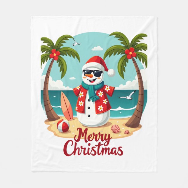 christmas Snowman (1) Fleece Blanket (Front)