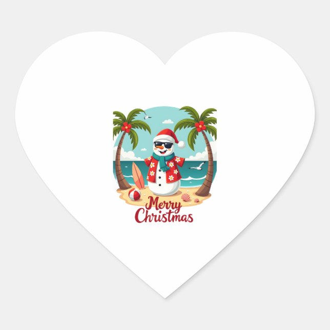 christmas Snowman (1) Heart Sticker (Front)