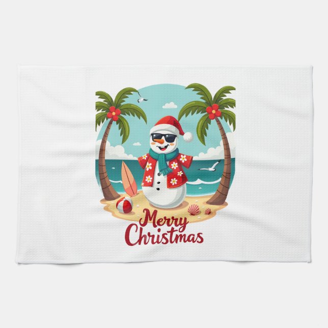christmas Snowman (1) Tea Towel (Horizontal)