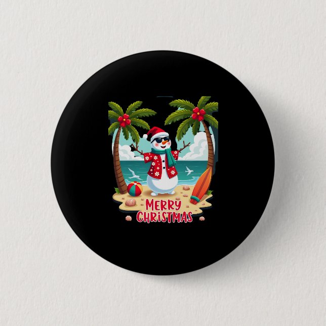 christmas Snowman (2) 6 Cm Round Badge (Front)
