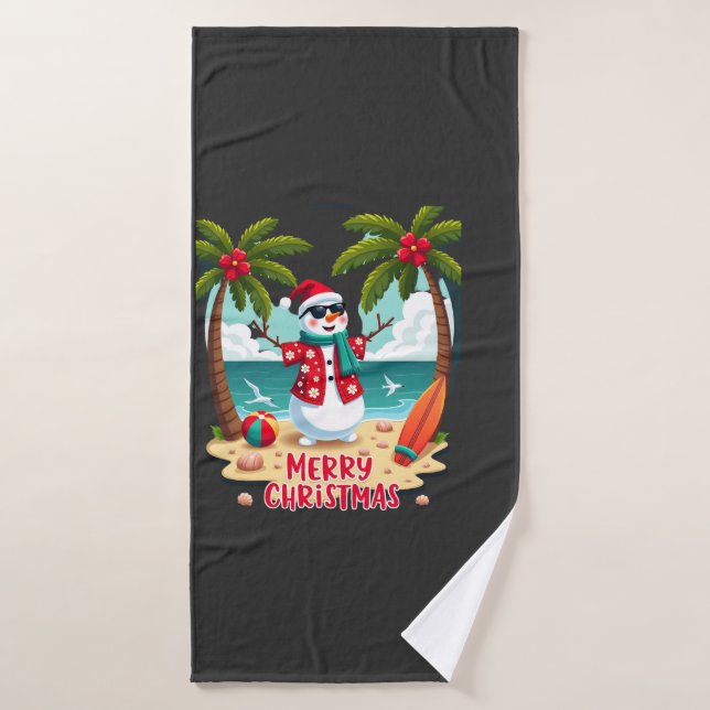 christmas Snowman (2) Bath Towel (Bath Towel)