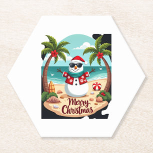 christmas Snowman (2) Paper Coaster