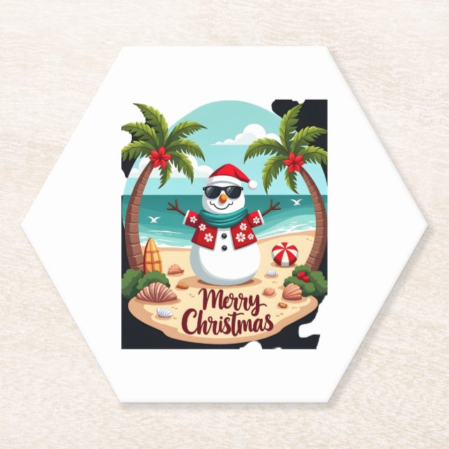 christmas Snowman (2) Paper Coaster (Front)