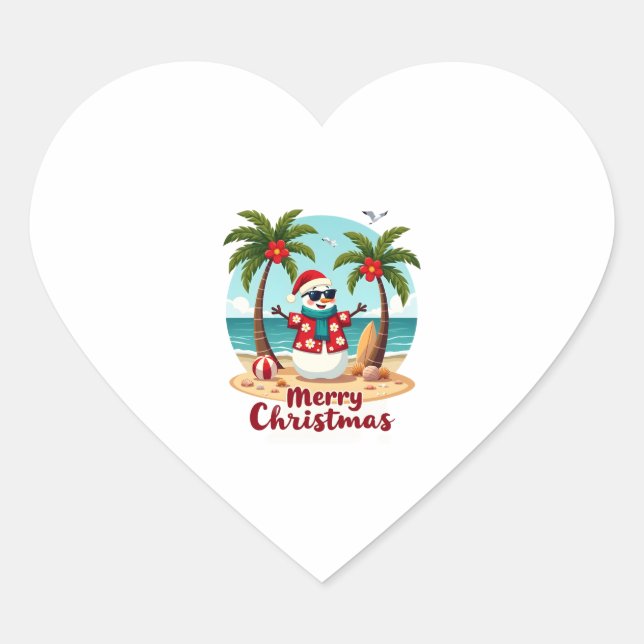 christmas Snowman (3) Heart Sticker (Front)