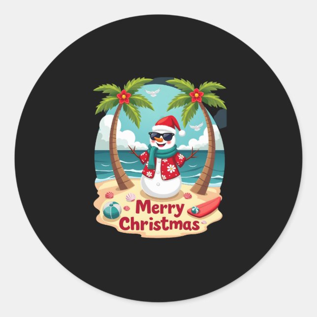 christmas Snowman (4) Classic Round Sticker (Front)