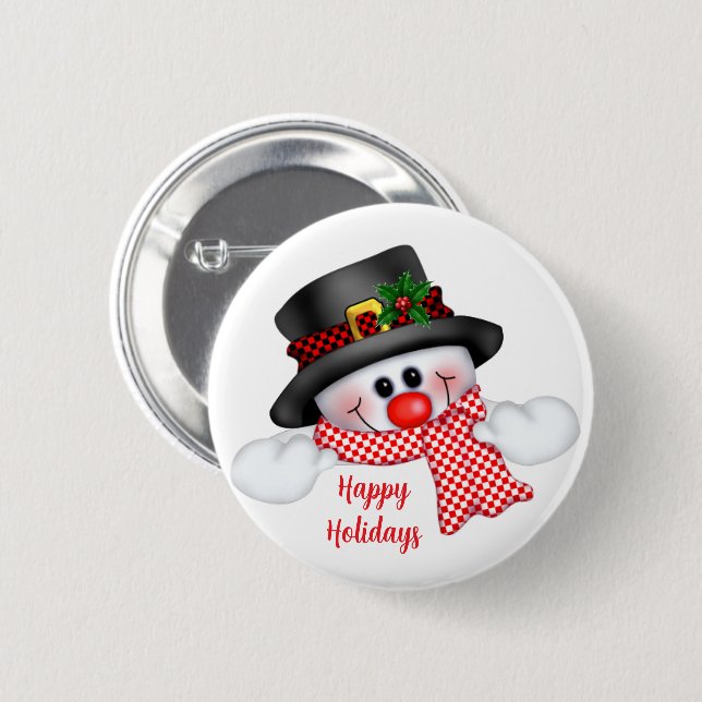 Christmas Snowman 6 Cm Round Badge (Front & Back)