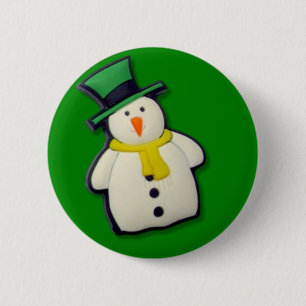 Christmas Snowman 6 Cm Round Badge