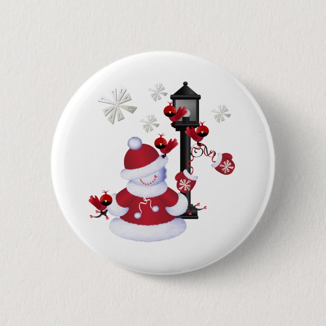 Christmas Snowman 6 Cm Round Badge (Front)