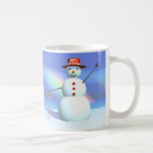 Christmas Snowman and Candy Cane Coffee Mug