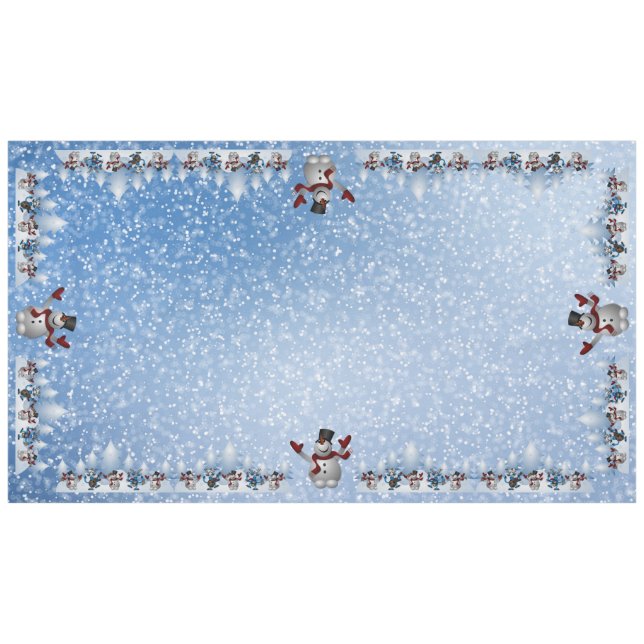 Christmas Snowman and Friends Tablecloth (Front (Horizontal))